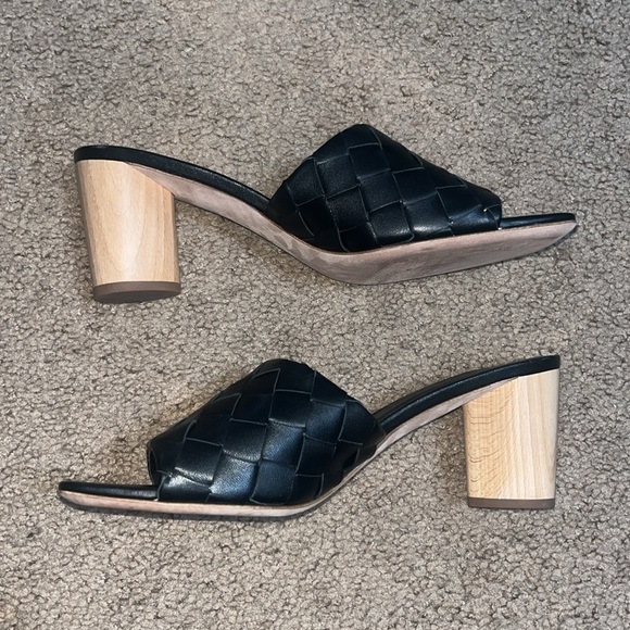 Veronica Beard Kiele Woven Leather Open Toe Mule Black 10.5 - Picture 4 of 9